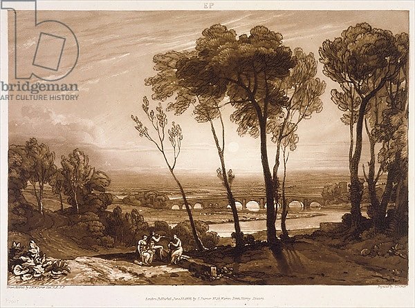 F.13.I The Bridge in Middle Distance, from the 'Liber Studiorum', engraved by Charles Turner, 1808