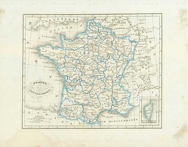 Карта: Карта Франции, разбитая на департаменты