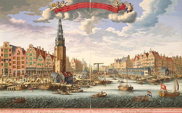 Вид Башни упаковщиков сельди и Нового рыбного рынка со стороны залива Эй в Амстердаме