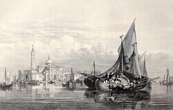 San Giorgio Maggiore island, Venice, Italy. Original, created by W. L. Leitch and H. Adland, publish
