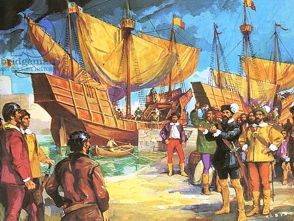 Pizarro setting sail from Panama in 1530