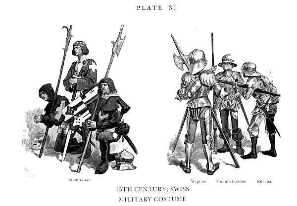 XVè Siècle, Les militaires Suisses, 15th century, Swiss Military Costume 2