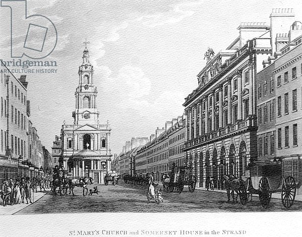 St. Mary's Church and Somerset House in the Strand, 1796