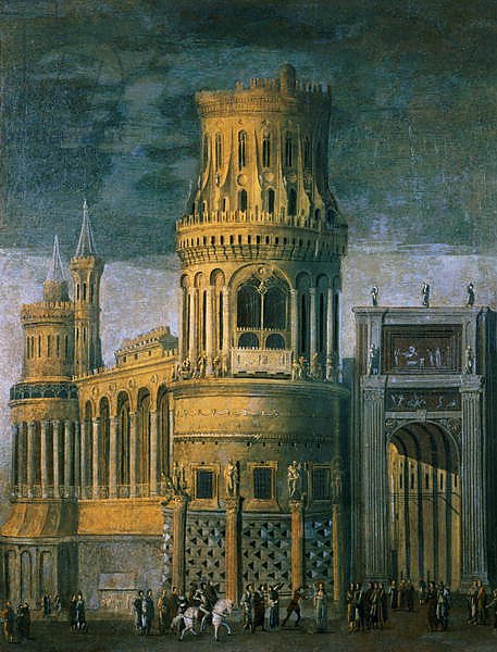 Architectural fantasy depicting the martyrdom of a female saint