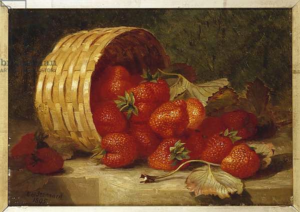 Strawberries in a Wicker Basket on a Ledge, 1895