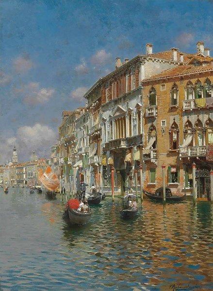 Gondolas On The Grand Canal, Venice