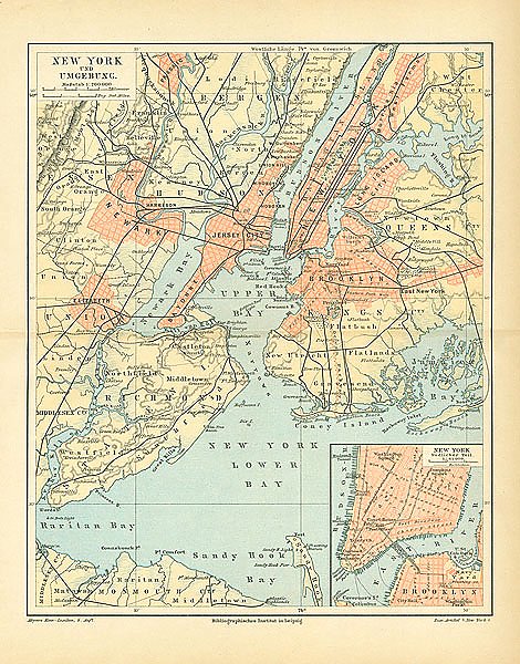 Карта Нью-Йорка и его окрестностей 1