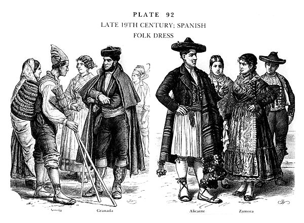 Fin du XIXè Siècle, Habits Traditionnels Espagnols, LAte 19Th Century, spanish Folk Dress