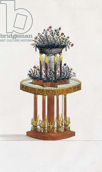Mahogany and bronze flower stand, plate 287, illustration from Collection de meubles et objects de gout, 1819, by Pierre-Antoine Leboux de La Mesangere