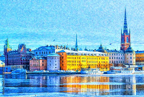 Стокгольмская старинная панорама города