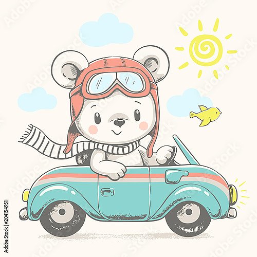 Медвежонок на машинке