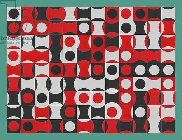 BLACK WHITE & RED COMPOSIT OF CIRCLES
