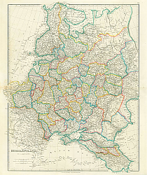 Постер Карта: Россия и Польша, 1842 г.