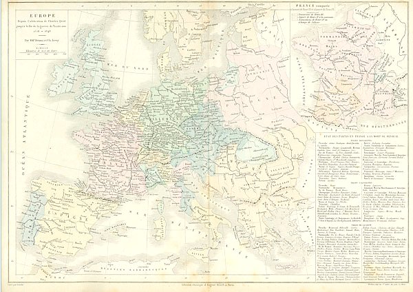 Карта Европы и Франции (сост. 1556-1648 гг.)