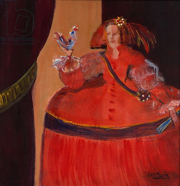 Menina in Red With Small Cockerel