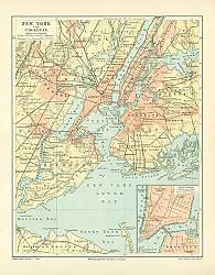 Постер Карта Нью-Йорка и его окрестностей, конец 19 в. 4