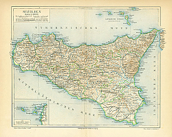 Постер Карта Сицилии, конец 19 в. 1
