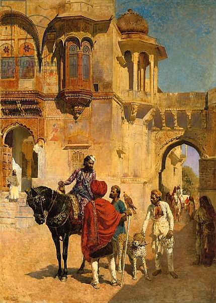 Departure for the Hunt in the Forecourt of a Palace of Jodhpore, c.1898-1900