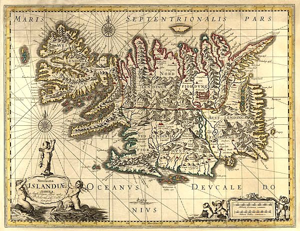 Карта Исландии. 17 век
