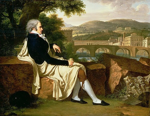 Allen Smith seated Above the River Arno, contemplating Florence, 1797