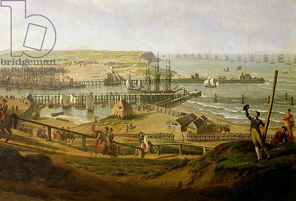 Napoleon Visiting the Camp at Boulogne in July 1804, detail of the port, 1806
