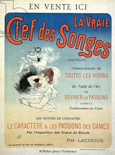 Poster advertising the book 'La Vraie Clef des Songes' by Lacinius, 1892