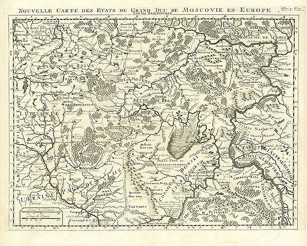 Карта Великого московского княжества, европейская часть, север, 1710-1720 г.