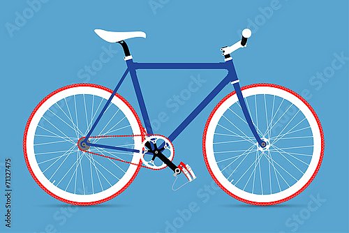 Синий велосипед на голубом фоне