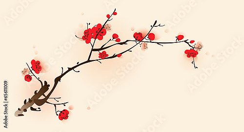Oriental style painting, plum blossom in spring