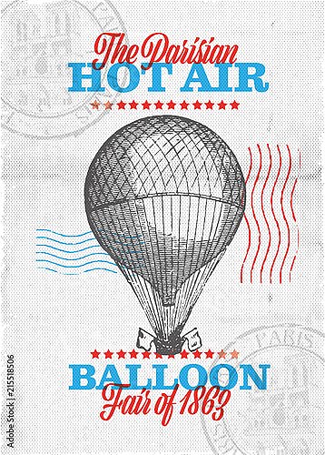 Винтажный плакат с воздушным шаром