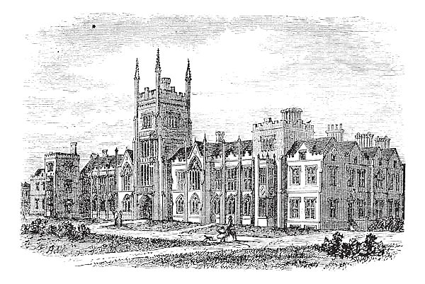 Queen's University in Belfast,Ireland, vintage engraving from the 1890s