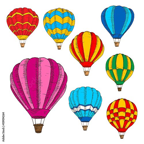 Красочные эскизы воздушных шаров в стиле ретро