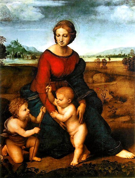Мадонна в зелени. Мария с младенцем и          Иоанном Крестителем