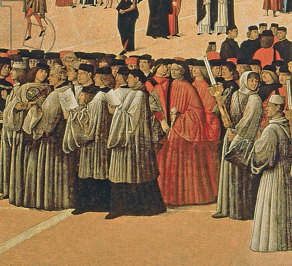 Procession in St. Mark's Square, detail of singers, 1496