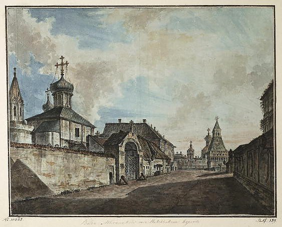 Вид церкви Гребневской Богоматери и Владимирских ворот Китай-города