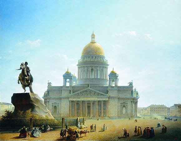 Исаакиевский собор и памятник Петру I.1844