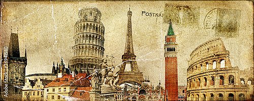 Старинная почтовая открытка - европейские праздники