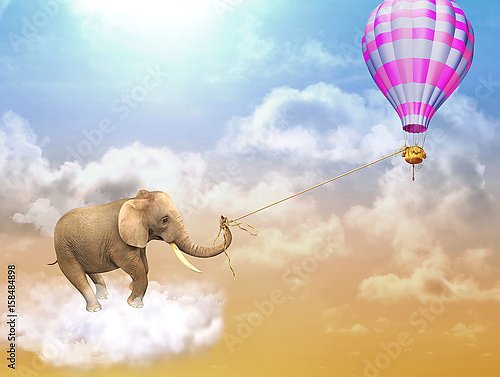 Постер Слон и воздушный шар