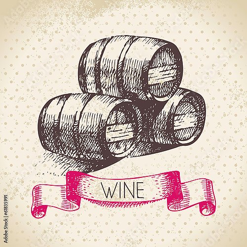Иллюстрация с тремя бочонками вина