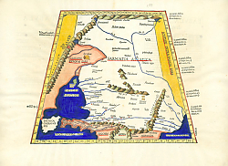 Постер Карта Азиатской Сарматии Птолемея (часть территории современной России, Украины и Грузии), 1535 г.
