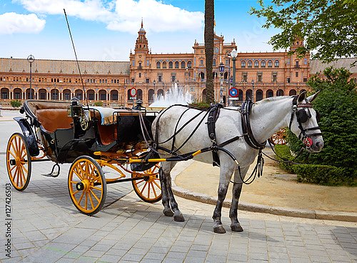 Повозка с лошадью на улице Севильи, Испания