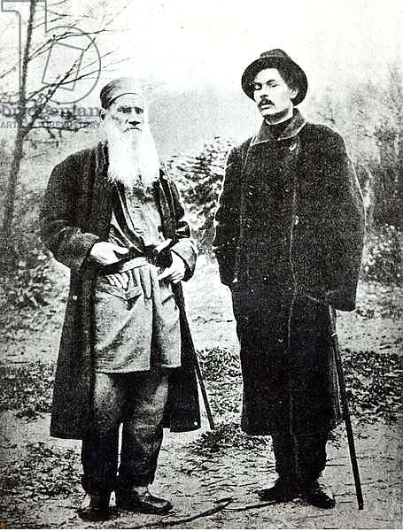 Maxim Gorky visiting Lev Tolstoy at Yasnaya Polyana in 1900