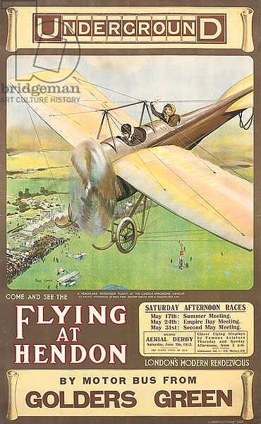 'Flying at Hendon', an advertising poster, 1914
