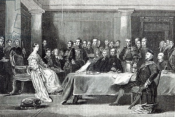 The Queen's First Council, from 'Leisure Hour', 1888