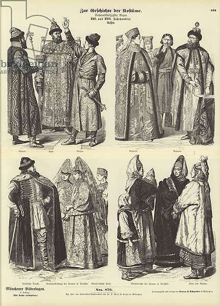 Russian costumes, 17th and 18th Century