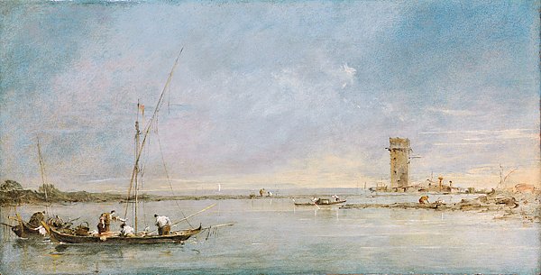 Вид на венецианскую лагуну и башню Мальгера