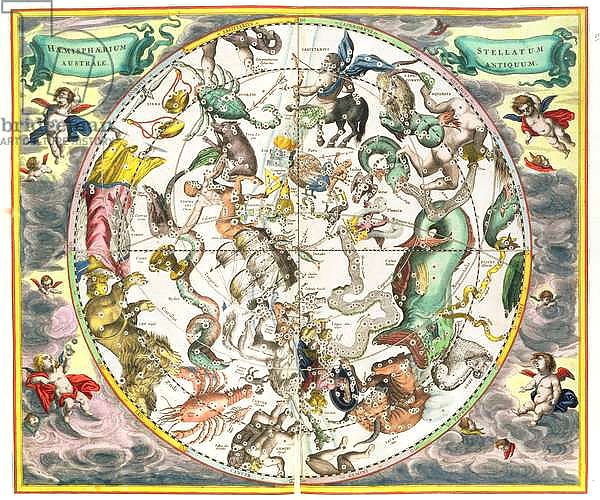 Map of the Southern Hemisphere, from 'The Celestial Atlas, or The Harmony of the Universe' pub. by Joannes Janssonius, Amsterdam, 1660-61