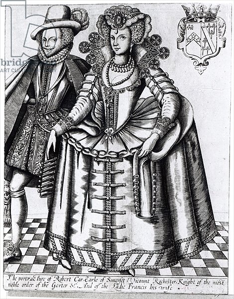 Robert Carr, Earl of Somerset and his wife Frances Howard, engraved by Renold Elstrack, c.1615-16