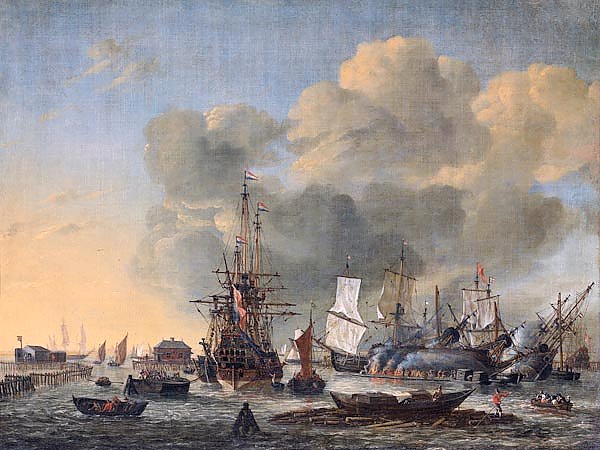 Caulking ships on the IJ near Amsterdam
