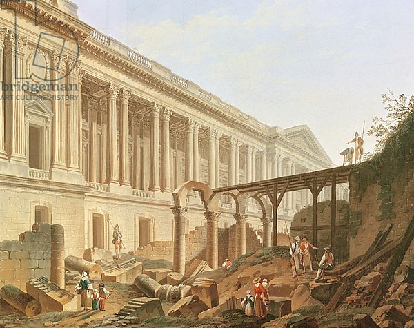 Demolition of the Hotel de Bourbon and clearing the Louvre Colonnade, c.1764